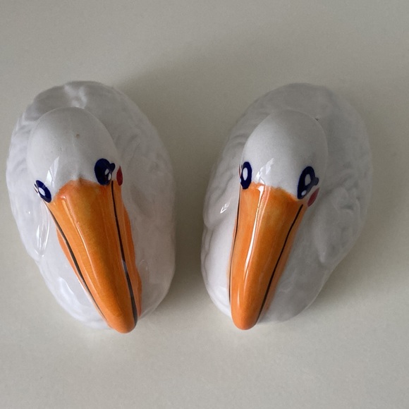 Vintage Salt and Pepper Shakers Ceramic Pelicans by Blue Sky Nautical Beach Sea - Picture 7 of 13